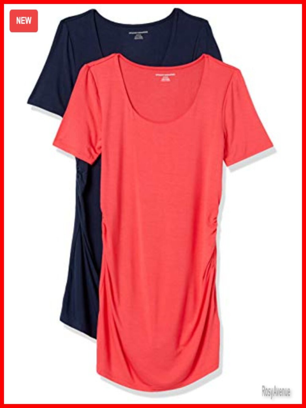 Women's Maternity Short Sleeve Rouched Scoopneck T-Shirt 2 Pack